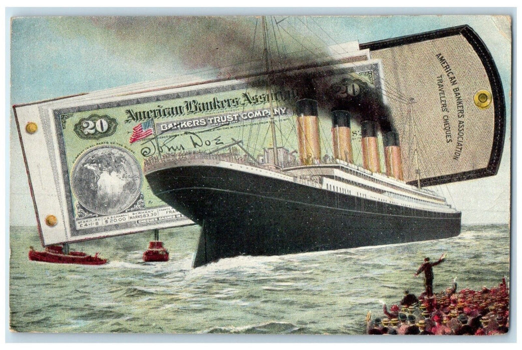 Travelers Cheques American Bank Springfield Massachusetts MA Antique Postcard