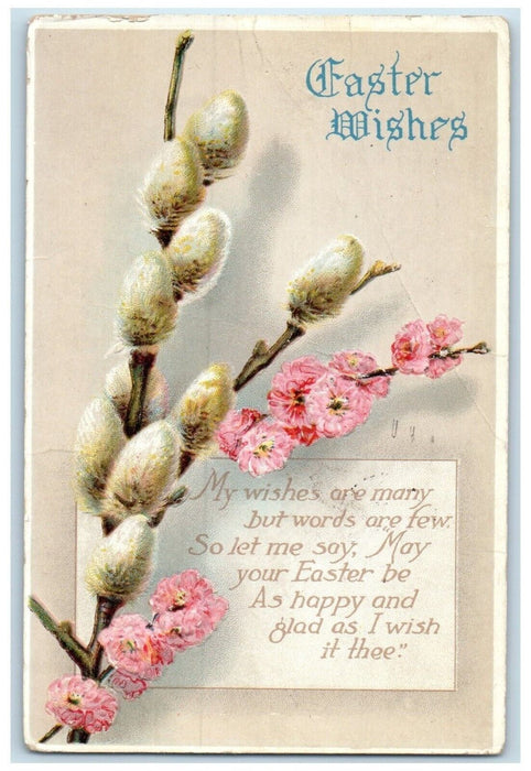 1919 Easter Pipe Berry Pink Flowers Embossed Clapsaddle Denver CO Postcard