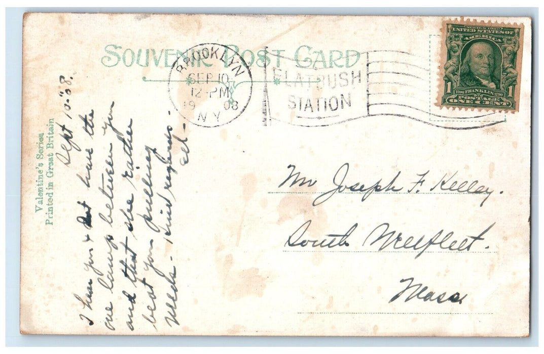 1908 Little Girl Riding Horse Dogs Companions All Brooklyn New York NY Postcard