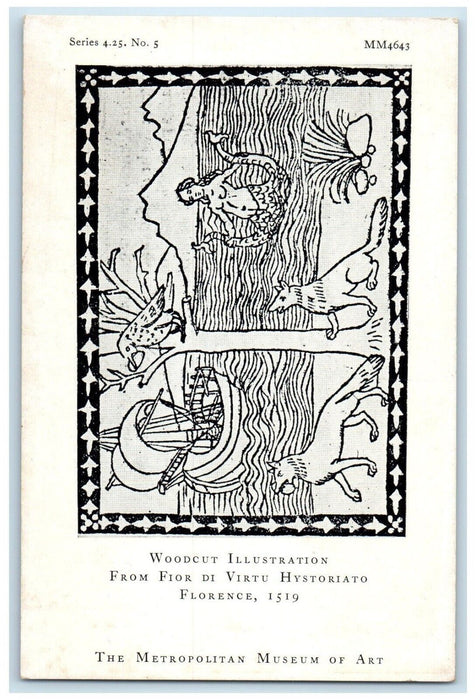 New York Metropolitan Museum Art Woodcut Illustration Fior Di Virtu Postcard