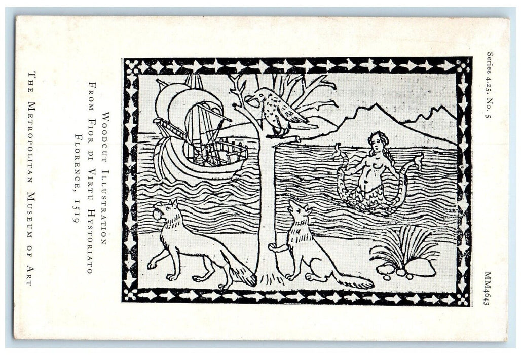 New York Metropolitan Museum Art Woodcut Illustration Fior Di Virtu Postcard