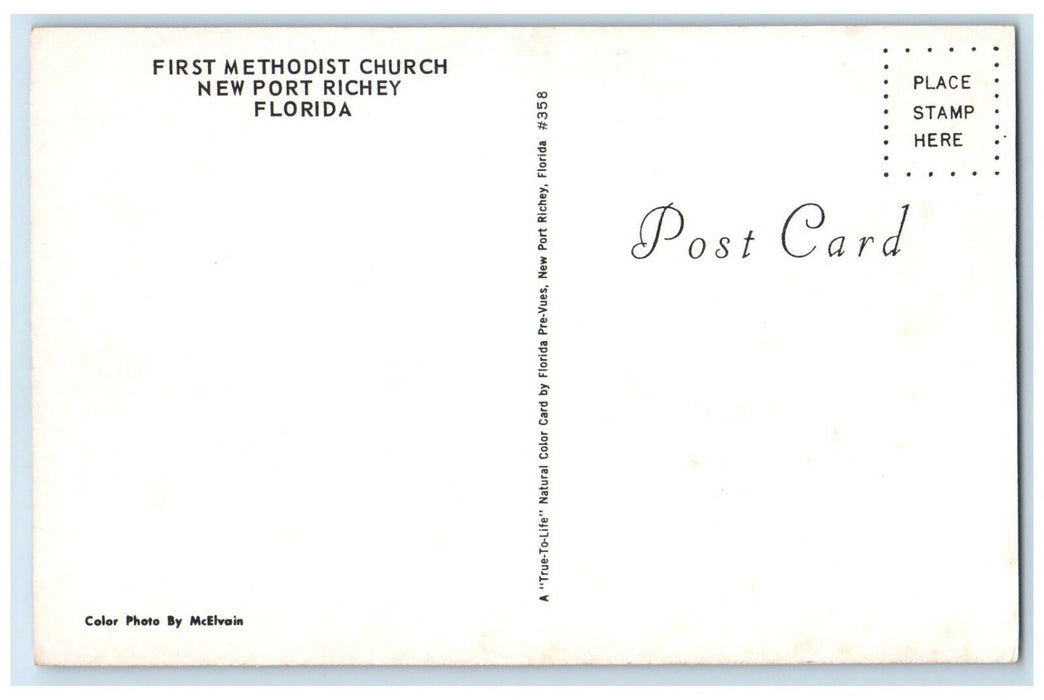 c1960 First Methodist Church Chapel Exterior New Port Richey Florida FL Postcard