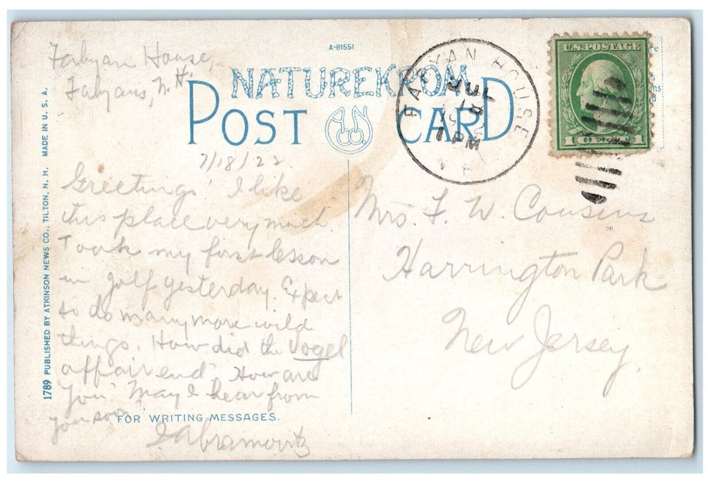 1922 Our Lady Mountains Catholic Church Fabyan White Mts. New Hampshire Postcard