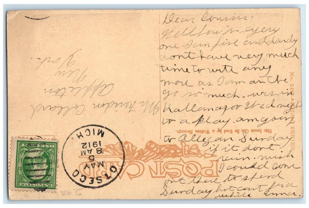 1912 Children Finger Bite Not Me Otsego Michigan MI Posted Antique Postcard