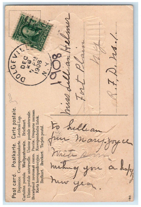 1908 Sincere Wishes Little Girl Shamrock Flowers Ladybug Dolgeville NY Postcard