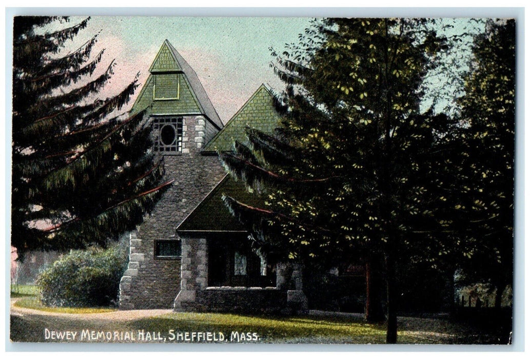 c1910's Dewey Memorial Hall Building Sheffield Massachusetts MA Antique Postcard