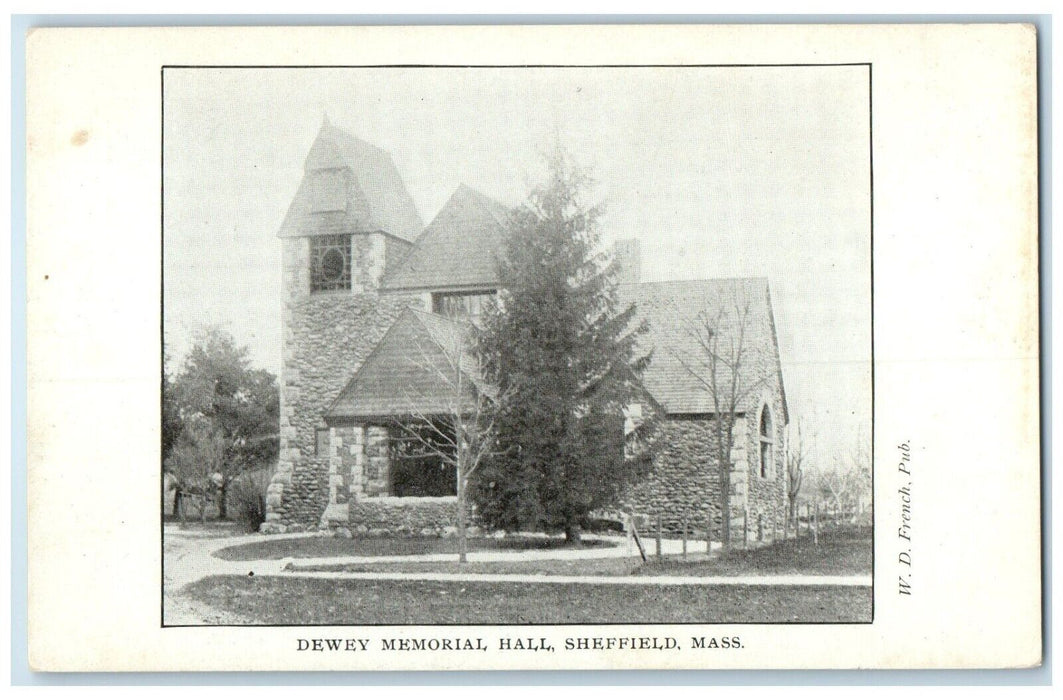 c1905 Dewey Memorial Hall Building Sheffield Massachusetts MA Antique Postcard