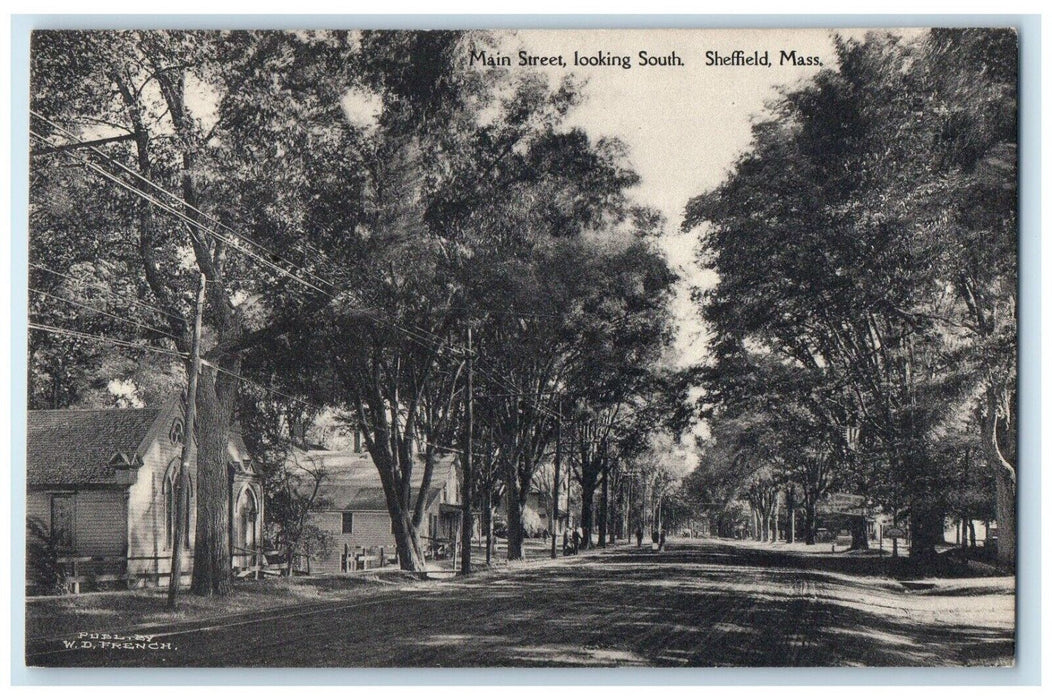 c1930's Main Street Looking South Sheffield Massachusetts MA Vintage Postcard