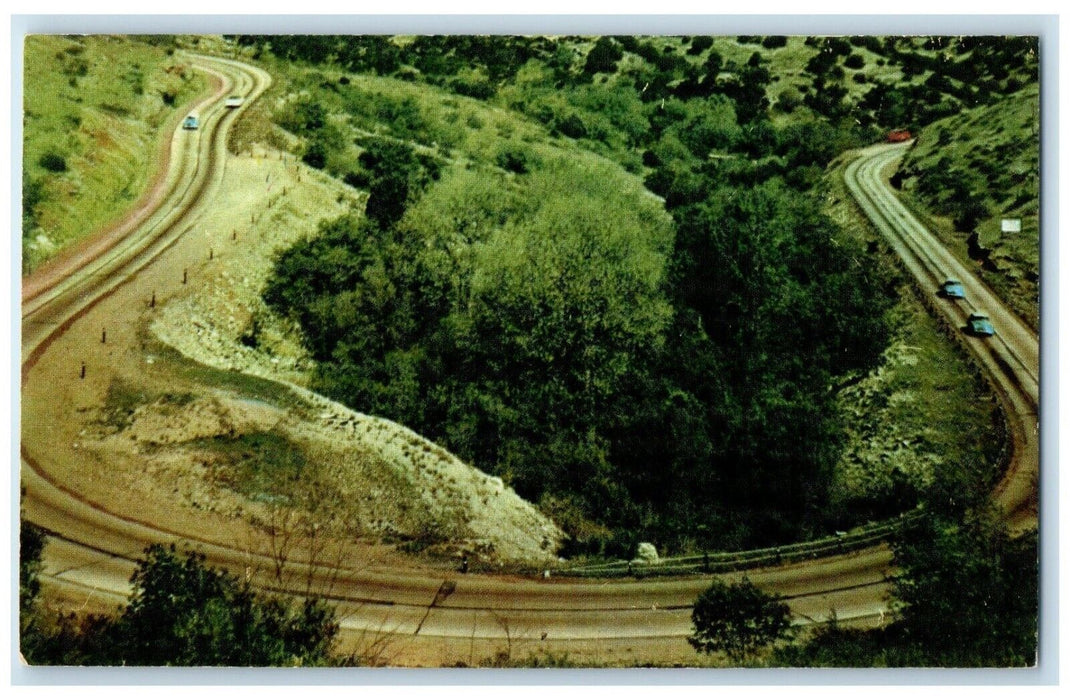 1960 Aerial View Horseshoe Curve Highway US 77 Ardmore Oklahoma Antique Postcard