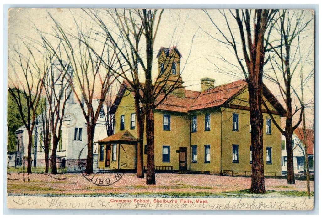 1907 Grammar School Building Shelburne Falls Massachusetts MA Postcard