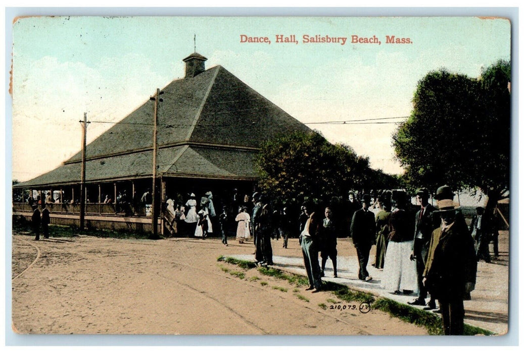 c1910's Dance Hall Dirt Road Scene Salisbury Beach Massachusetts MA Postcard