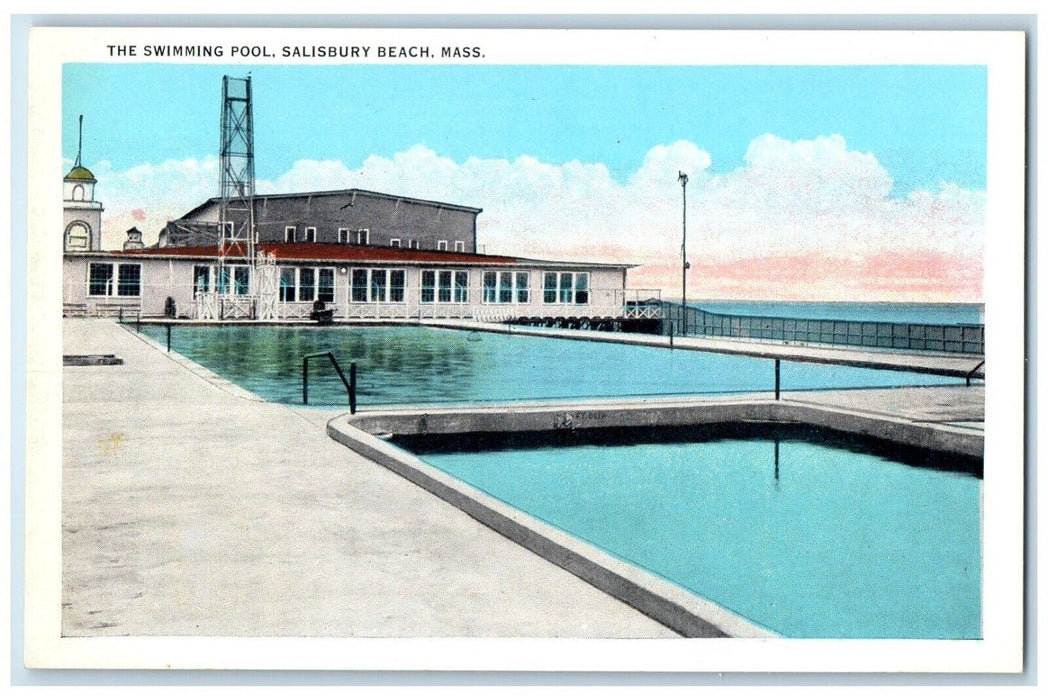 c1930's The Swimming Pool Salisbury Beach Massachusetts MA Vintage Postcard