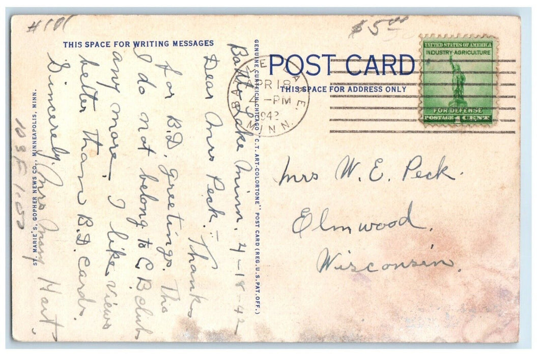 1942 Main College Buildings Agricultural College Fargo ND Multiview Postcard