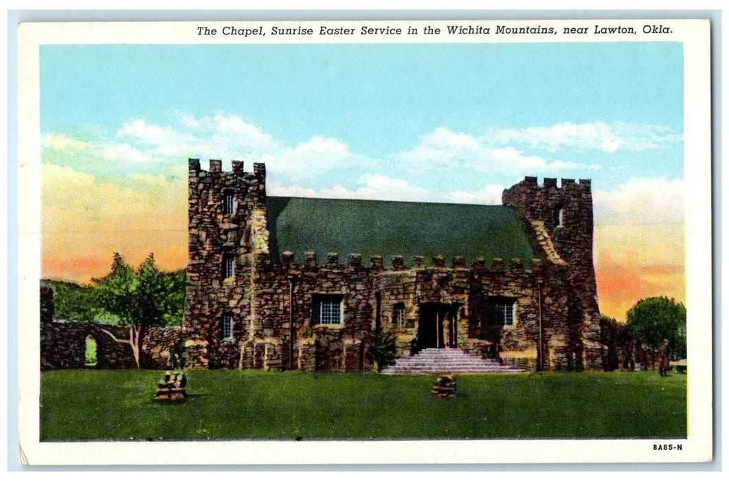 1930 Chapel Sunrise Easter Service Wichita Mountains Lawton Oklahoma OK Postcard