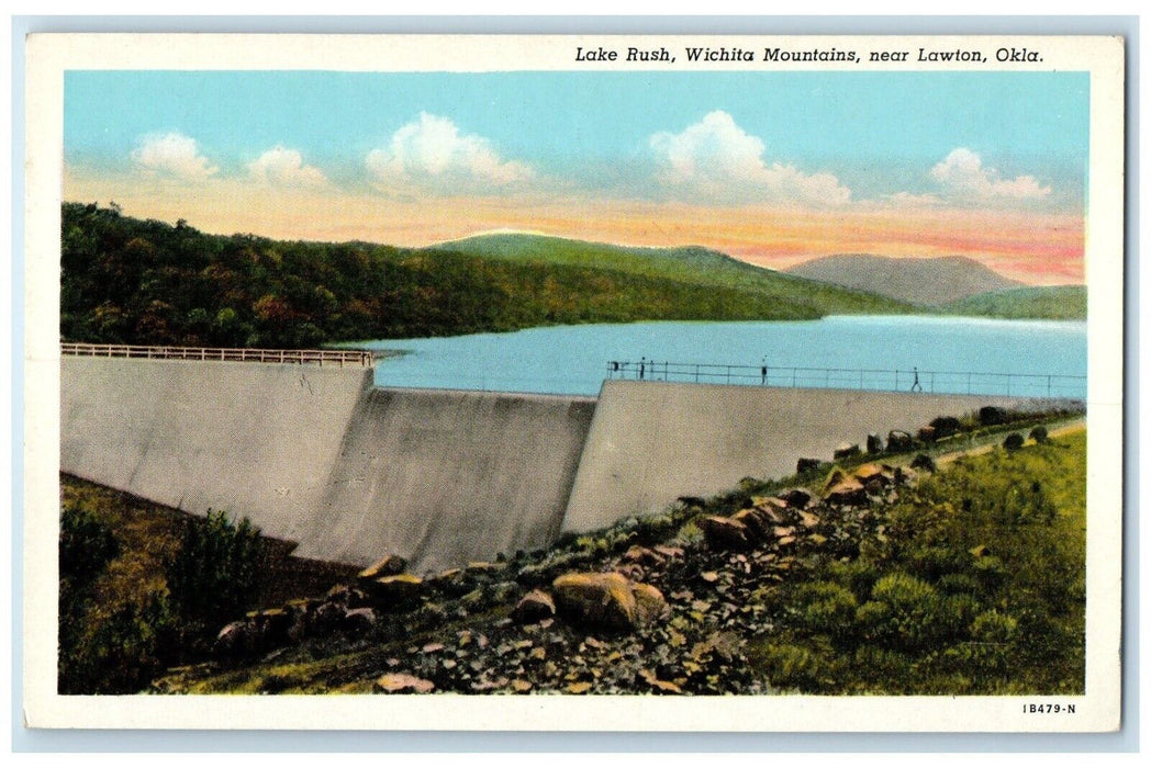 c1920 Scenic View Lake Rush Wichita Mountains Lawton Oklahoma Unposted Postcard