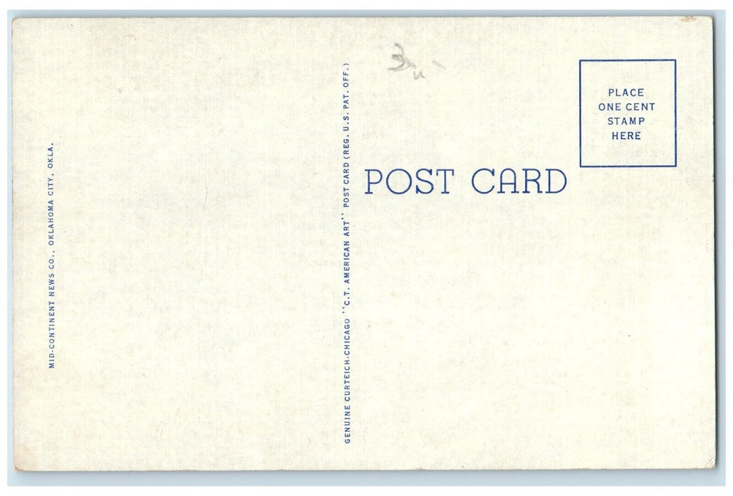 c1940 Aerial View City Water Dam Oklahoma City Oklahoma Antique Vintage Postcard