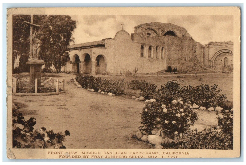 1924 Exterior View Front View Mission San Juan Capistrano California CA Postcard