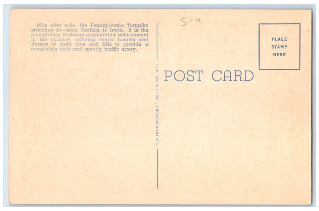 1940 America Super Highway Moonlight Pennsylvania Turnpike Pennsylvania Postcard