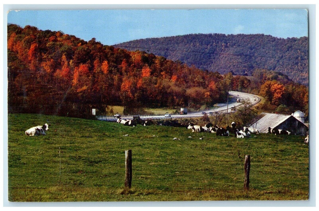1965 Pennsylvania Turnpike World Most Scenic Highway Bedford County PA Postcard