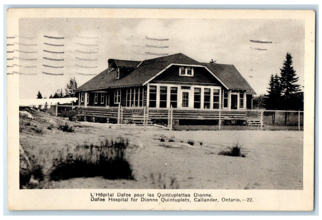 1937 Dafoe Hospital for Dionne Quintuplets Callander Ontario Canada Postcard