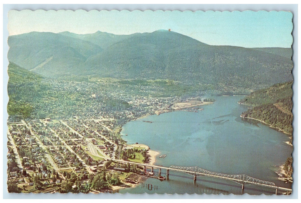 1968 Aerial View Nelson Bridge Nelson British Columbia Canada Postcard