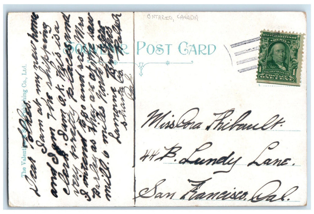 c1910 Moonlight in Muskoka Lakes Bala Falls Ontario Canada Antique Postcard