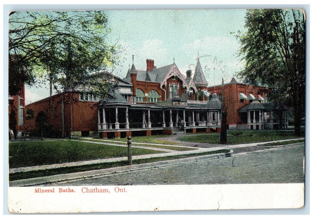 1907 View of Mineral Baths Chatham Ontario Canada Antique Posted Postcard