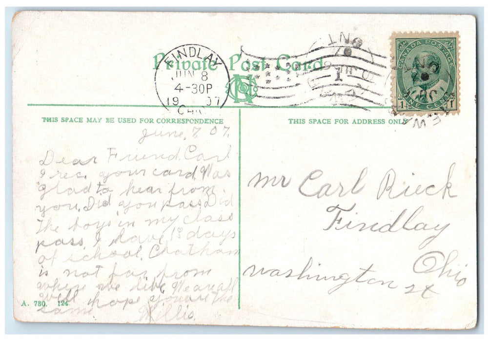 1907 View of Mineral Baths Chatham Ontario Canada Antique Posted Postcard