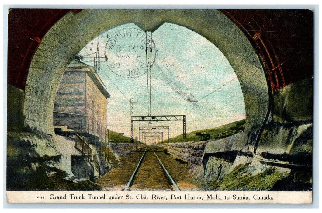 1909 Grand Trunk Tunnel Under St. Clair River Sarnia Ontario Canada Postcard