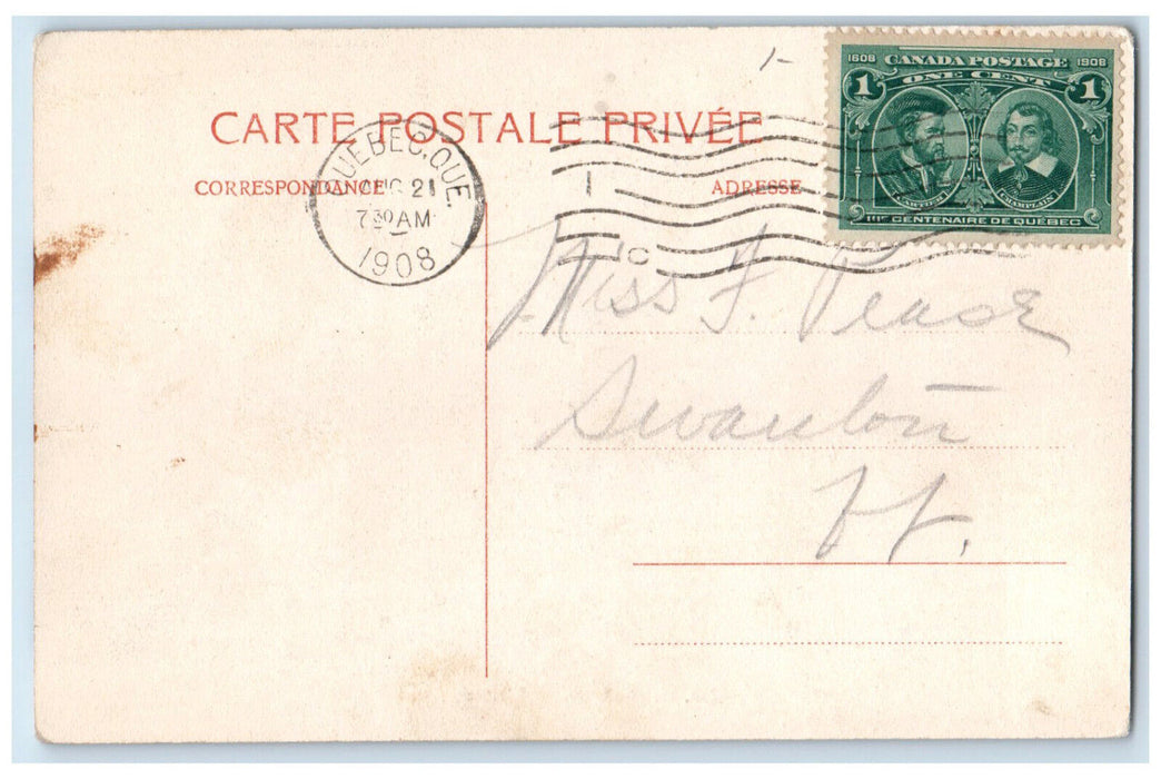 1908 Entrance View to L'Hotel Roberval Canada Antique Posted Postcard