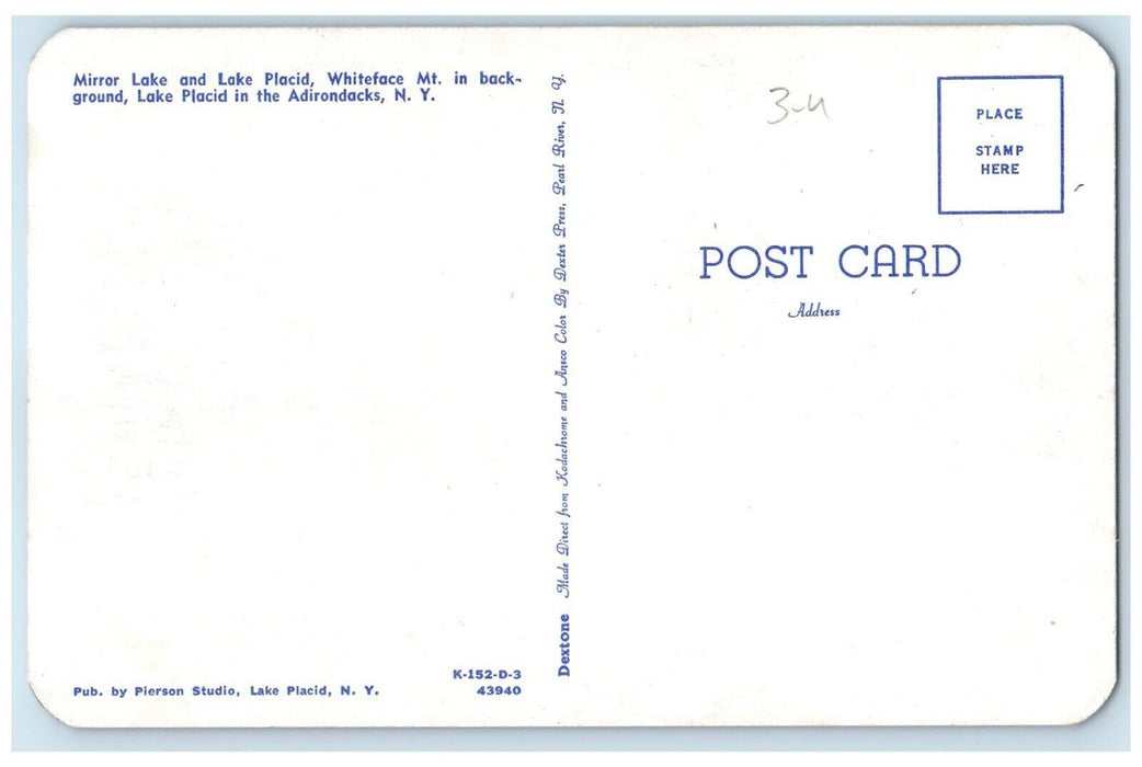 c1960 Mirror Lake Lake Placid Whiteface Mt Adirondacks New York Antique Postcard