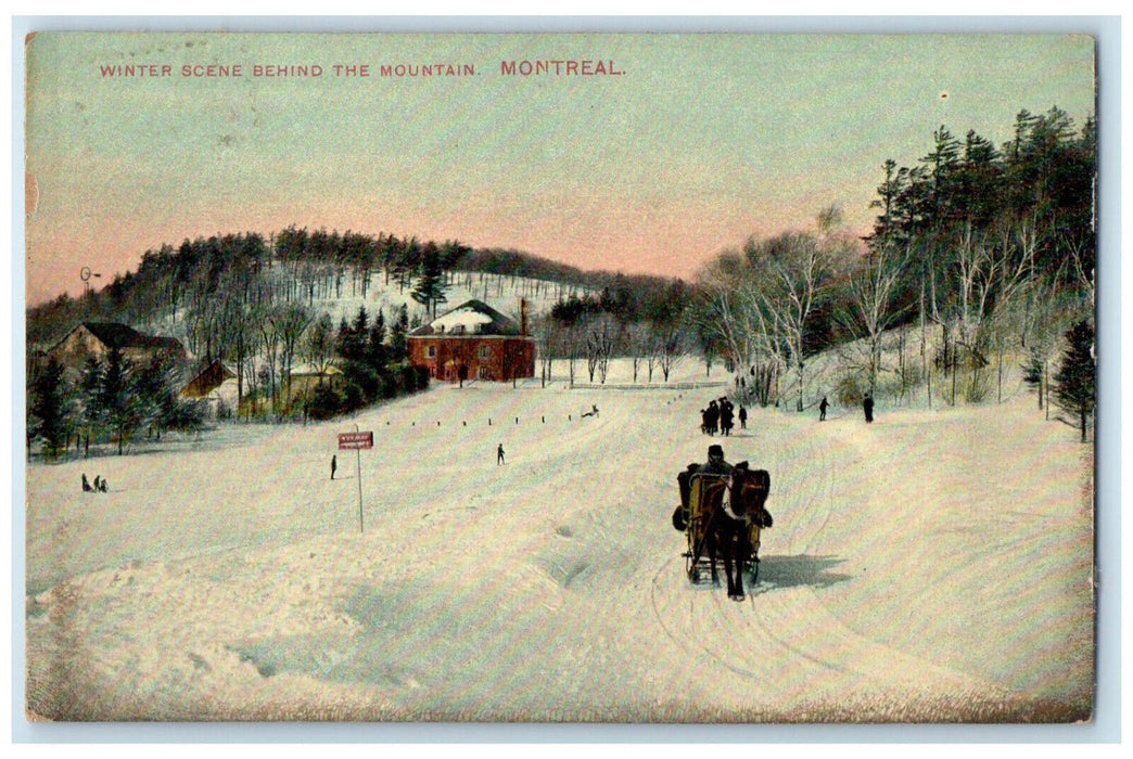 c1910 Winter Scene Behind The Mountain Montreal Quebec Canada Postcard