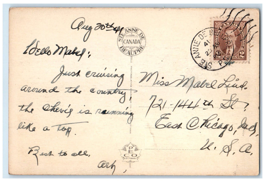 1941 Side View of the Shrine Ste Anne De Beaupre Canada Vintage Postcard