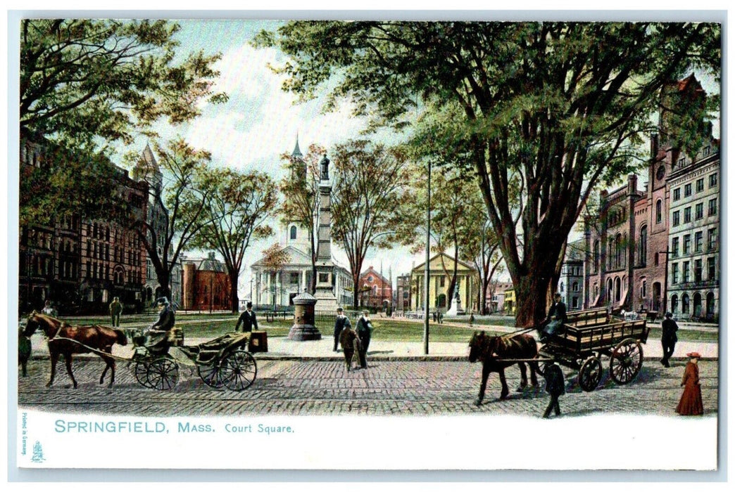 c1905 Court Square Horse Carriage Springfield Massachusetts MA Tuck Son Postcard