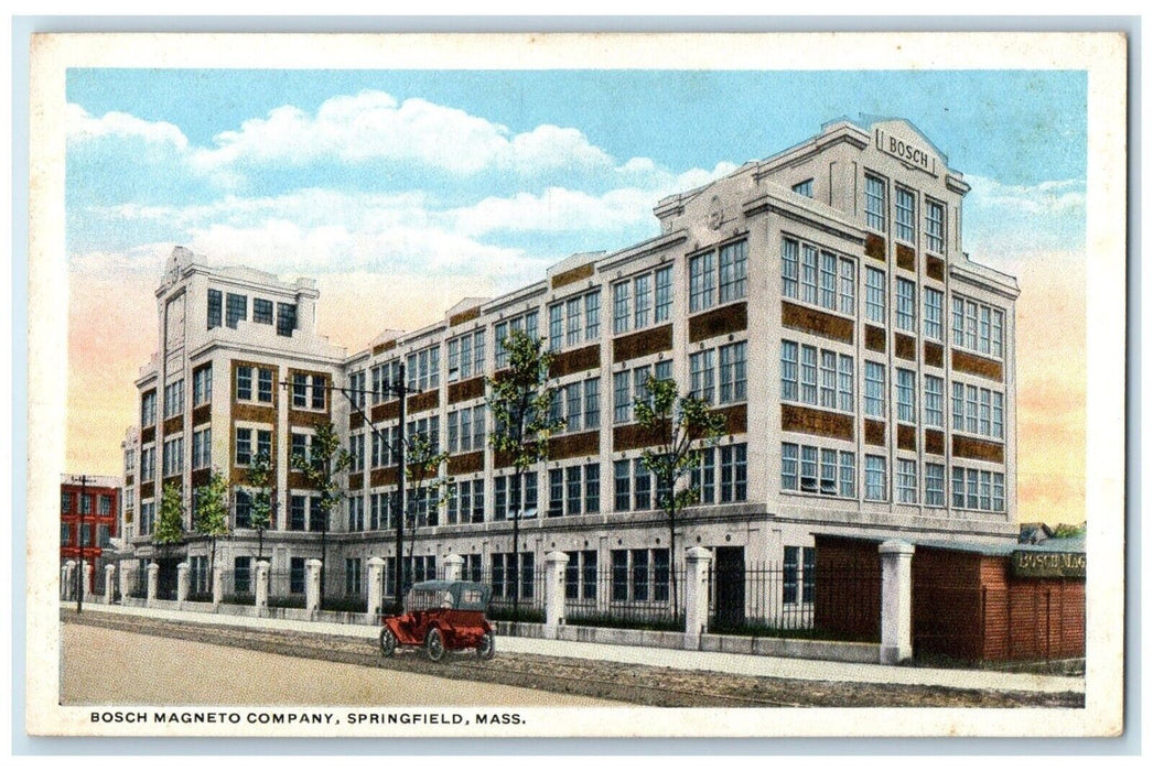 c1910 Bosch Magneto Company Exterior Building Springfield Massachusetts Postcard