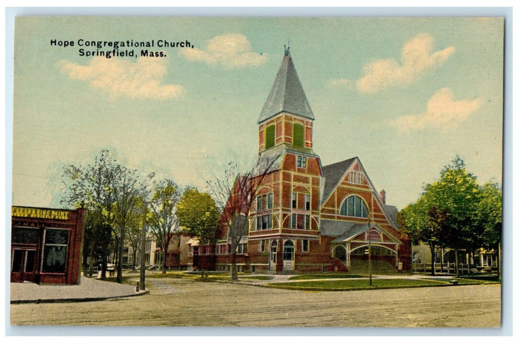 c1910 Hope Congregational Church Springfield Massachusetts Halls Paint Postcard