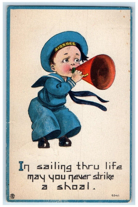 1915 Boy Sigsbee In Sailing Thru Life Schenectady New York NY Antique Postcard