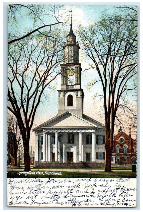 1907 First Church Chapel Exterior Building Springfield Massachusetts MA Postcard