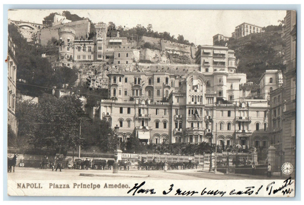 c1905 Piazza Principe Amedeo Napoli Italy Antique Posted RPPC Photo Postcard
