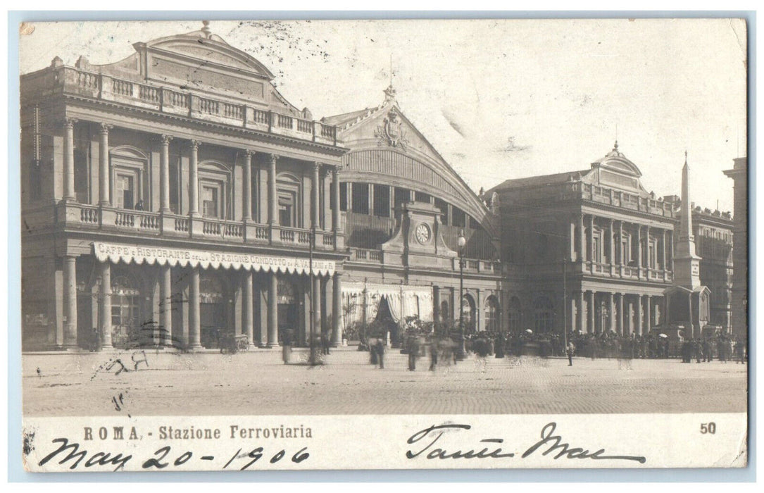 1906 Stazione Ferroviaria Rome Italy Antique Posted RPPC Photo Postcard