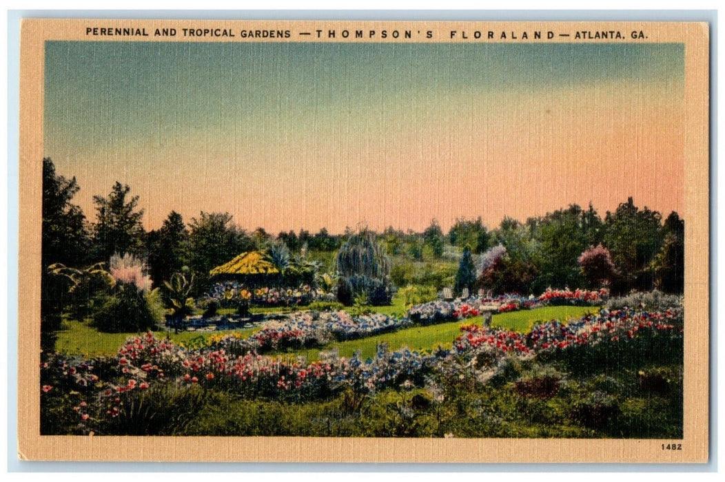 c1940 Perennial Tropical Gardens Thompson Floraland Atlanta Georgia GA Postcard