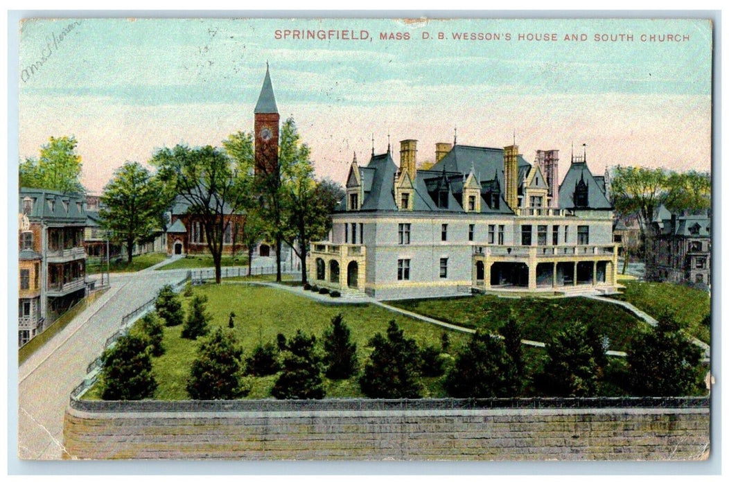 1908 DB Wesson's House South Church Springfield Massachusetts Vintage Postcard