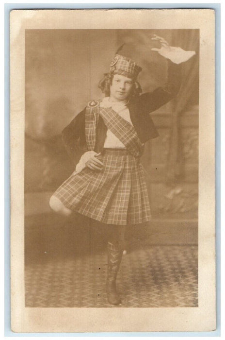 c1910's Traditonal Scottish Dance Female Amboy Illinois IL RPPC Photo Postcard