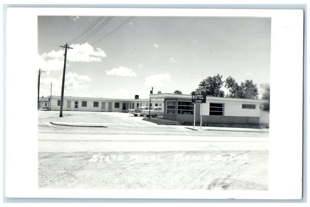 1957 State Motel View Pierre South Dakota SD RPPC Photo Posted Postcard