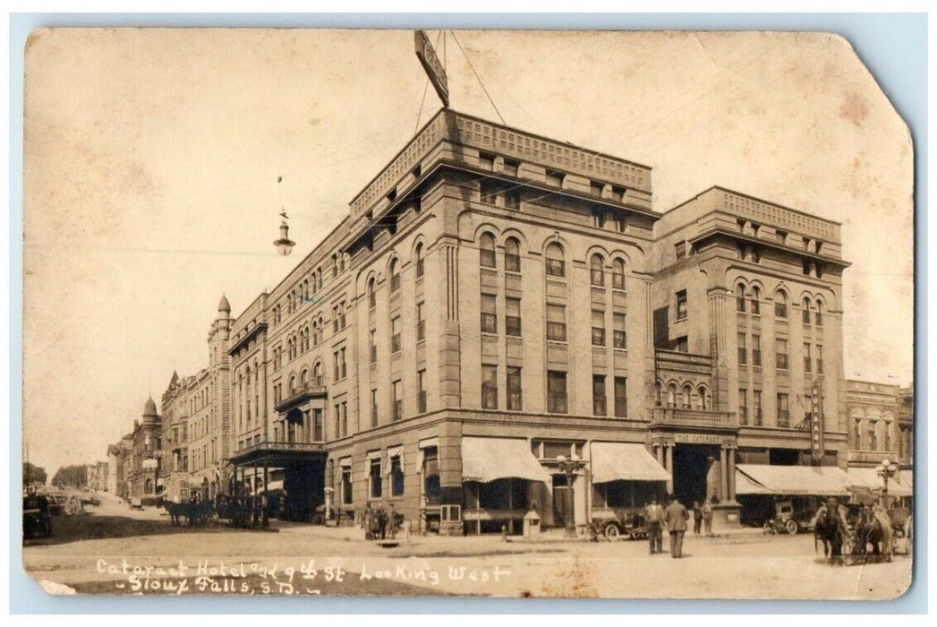 1916 Cataract Hotel 9th Street View Sioux Falls SD RPPC Photo Posted Postcard