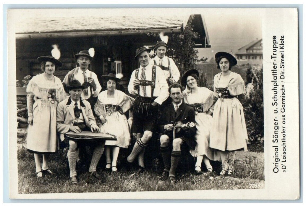 1930 Schuhplattler Troupe Musicians Simerl Klotz Germany RPPC Photo Postcard