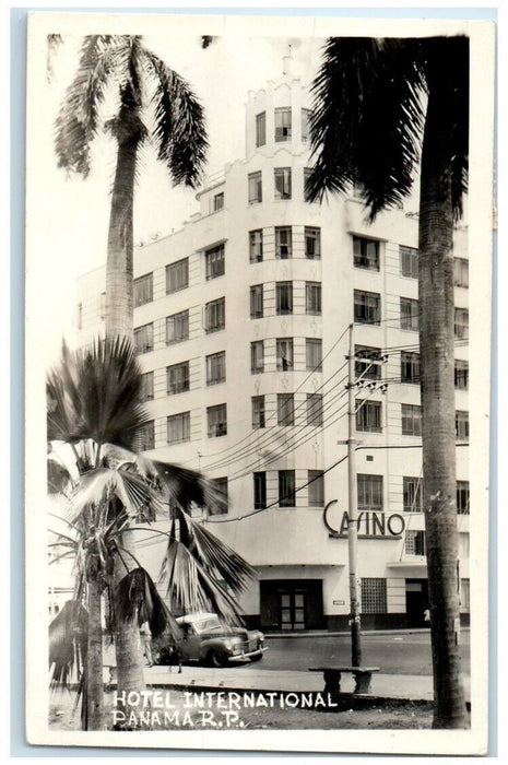 1950 Hotel International Casino Building View Panama RPPC Photo Postcard