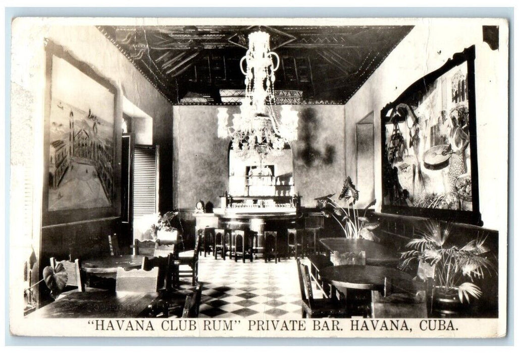 1936 Havana Club Rum Private Bar Interior View Cuba RPPC Photo Postcard
