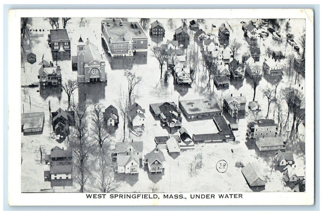 c1940 Under Water Exterior Building West Springfield Massachusetts MA Postcard