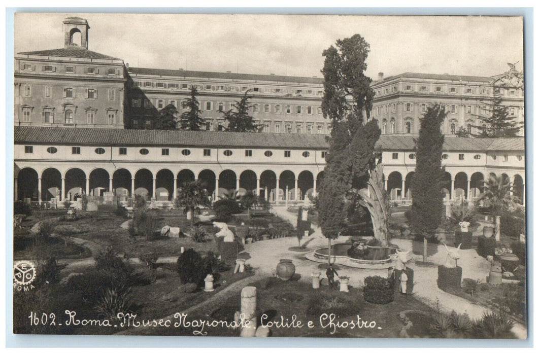 c1930's Rome National Museum Courtyard and Cloister Italy RPPC Photo Postcard